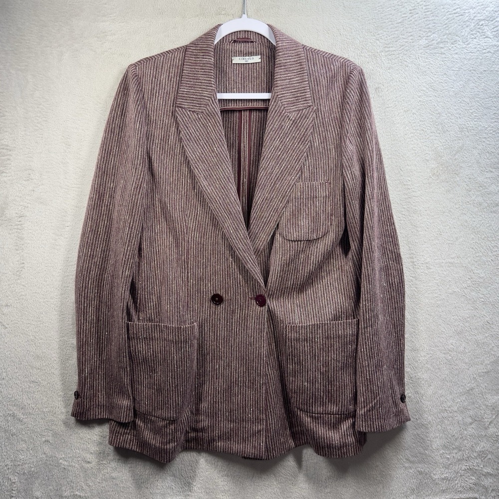 Circolo 1901 Blazer Women's Size 46 (XL)‎ Burgundy Stripe Linen Cotton Blend